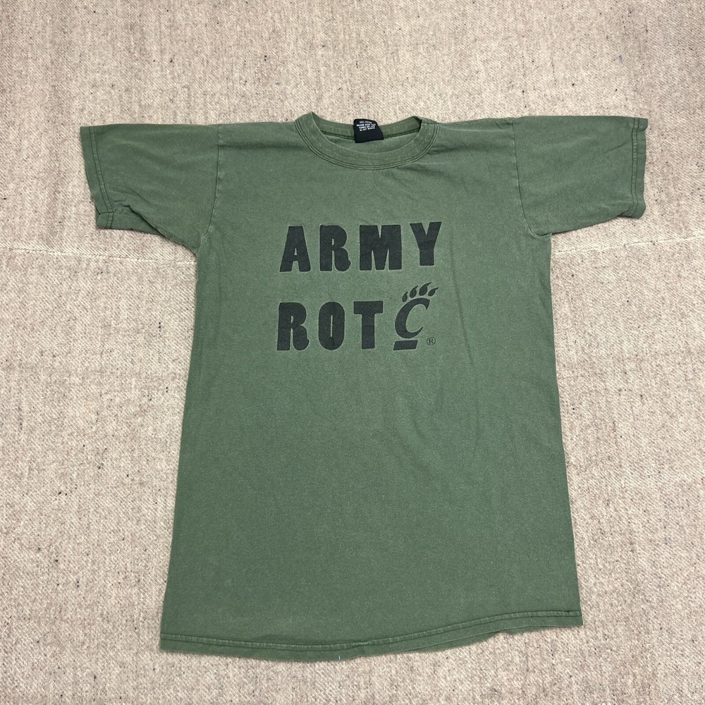 Vintage Army ROTC Shirt Mens Medium Green 1980s Army Strong
